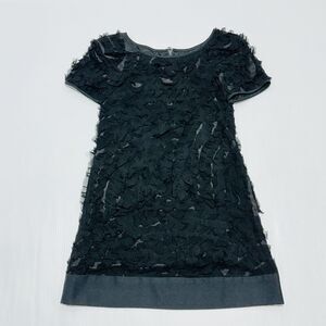 Thread Social 100% Silk Cocktail Tule Floral Black Mini Dress Size 2